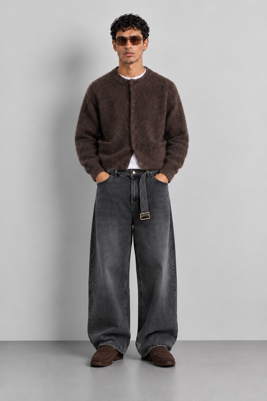 Baggy Jeans – Belted Black