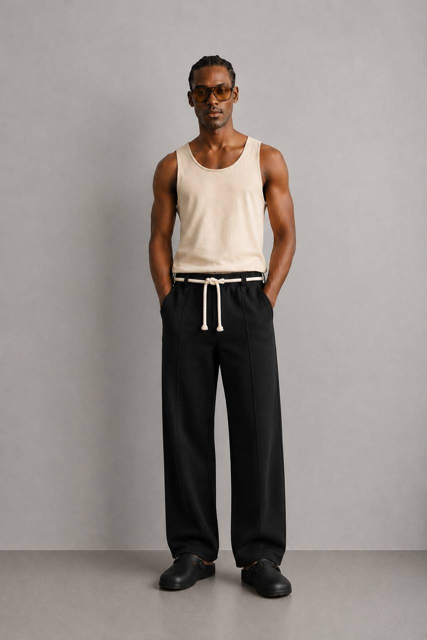 Pintuck Pants – Black – מכנסי פינטאק בצבע שחור | MIDLÉEZ